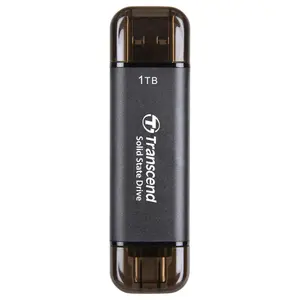 Transcend ESD310 1TB External SSD, USB 3.2 Gen2 10Gbps Type-A and Type-C, Up To 1,050MB/s Black TS1TESD310C