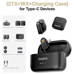 MAONO WAVE T1 PLUS PC2 Microphone Wireless Lavalier Microphone, Type-C, 100m, 40H+ Battery Life