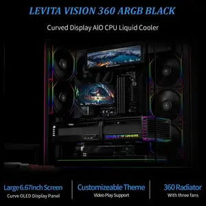 Thermalright Levita Vision 360 ARGB CPU AIO Cooler 6.67in 3D Curved OLED 2K 60Hz 2400x1080 Wireless Splicing Fans Black