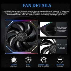 Thermalright Levita Vision 360 ARGB CPU AIO Cooler 6.67in 3D Curved OLED 2K 60Hz 2400x1080 Wireless Splicing Fans Black