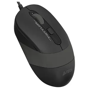 A4Tech FM10S Optical Mouse, 1600 DPI 4-Level Adjustable, 4-Button Silent Click, 4-Way Wheel, Grey