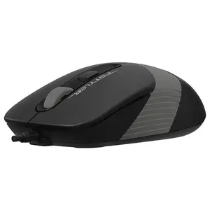 A4Tech FM10S Optical Mouse, 1600 DPI 4-Level Adjustable, 4-Button Silent Click, 4-Way Wheel, Grey