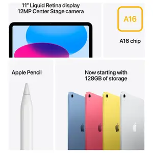 Apple 11" iPad A16 Chip, 256GB, Wi-Fi 6, 11" Liquid Retina 2360 x 1640, 12MP Front and Rear Cameras, iPadOS, Blue, MD4H4
