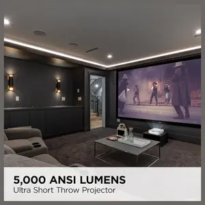 ViewSonic LS832WU Ultra-Short Throw Laser Projector, WUXGA 1920x1200p, 5000 ANSI Lumens, 0.25 Throw Ratio, H and V Keystone, Dual HDMI Inputs