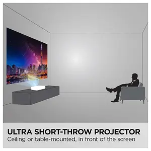 ViewSonic LS832WU Ultra-Short Throw Laser Projector, WUXGA 1920x1200p, 5000 ANSI Lumens, 0.25 Throw Ratio, H and V Keystone, Dual HDMI Inputs