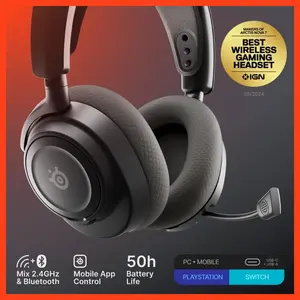 SteelSeries Arctis Nova 7 Wireless Gen 2 Gaming Headset, Real-Time App Control, 50+Hr Battery Life, Neodymium Magnetic Drivers, Simultaneous 2.4GHz and Bluetooth, PC PS5 PS4 Switch 1/2 Mobile, Black 61730