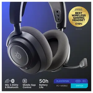 SteelSeries Arctis Nova 7P Wireless Gen 2 Gaming Headset, 50H+ Battery, Neodymium Magnetic Drivers, 2.4GHz and Bluetooth, PS5/PS4/PC/Switch 1/2/Mobile, Black 61744