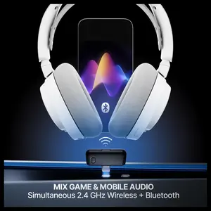 SteelSeries Arctis Nova 7P Wireless Gen 2 Gaming Headset, Real-Time App Control, 50+Hr Battery, Neodymium Magnetic Drivers, 2.4GHz and Bluetooth, USB-C Dongle, White 61745