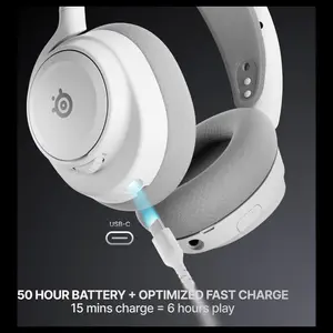 SteelSeries Arctis Nova 7P Wireless Gen 2 Gaming Headset, Real-Time App Control, 50+Hr Battery, Neodymium Magnetic Drivers, 2.4GHz and Bluetooth, USB-C Dongle, White 61745