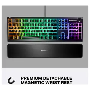 SteelSeries Apex 3 Water Resistant RGB Gaming Keyboard - 64795 - Whisper Quiet Gaming Switch - English US