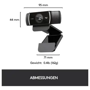 Logitech C922 Pro HD Stream Webcam, 1080p 30fps Or 720p 60fps, Autofocus Glass Lens, Built-in Stereo Mic, 78 Degree Field of View, 1.2x Digital Zoom