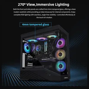 Lian Li Vector V100R ATX Mid-Tower PC Case, 4x120mm ARGB PWM Fans, LED RGB Strip, Tempered Glass Display Platform, 415mm GPU Support, 360mm Radiator Support, Black, V100RX