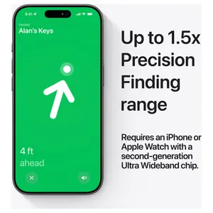 Apple AirTag 2nd Gen, Single, Ultra Wideband Chip, Improved Precision Finding Range, Find My Network, Works with Find My App, MFE94