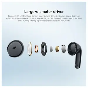 Redmi Buds 8 Active Wireless Earphones, Semi-in-Ear Open-Fit, 14.2mm Titanium Diaphragm Drivers, Bluetooth 5.4, Dual Mic AI Noise Cancellation, 37H Battery, Google Fast Pair, Black