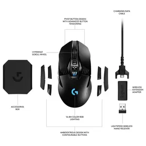 Logitech G903 Hero Lightspeed RGB Wireless Gaming Mouse, 25,600 DPI, 1ms Report Rate, 140 Hours Battery Life