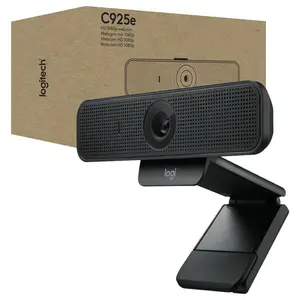 Logitech C925e Business Webcam, 1080p 30fps, 78 Degree FOV, Autofocus, RightLight 2, Dual Omnidirectional Mics, H.264, USB-A, Privacy Shutter, Black, 960-001076