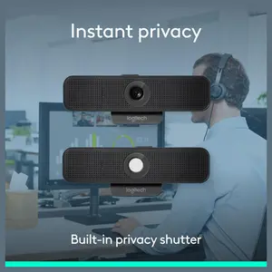 Logitech C925e Business Webcam, 1080p 30fps, 78 Degree FOV, Autofocus, RightLight 2, Dual Omnidirectional Mics, H.264, USB-A, Privacy Shutter, Black, 960-001076