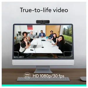 Logitech C925e Business Webcam, 1080p 30fps, 78 Degree FOV, Autofocus, RightLight 2, Dual Omnidirectional Mics, H.264, USB-A, Privacy Shutter, Black, 960-001076