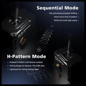 PXN SF SH Sim Racing Shifter, H-Pattern and Sequential Dual Mode, Hall Effect Sensor, Aluminum Alloy Body, 6+2+R Gears, Adjustable Resistance, USB and RJ11 Compatible with PC