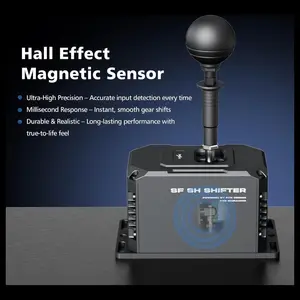 PXN SF SH Sim Racing Shifter, H-Pattern and Sequential Dual Mode, Hall Effect Sensor, Aluminum Alloy Body, 6+2+R Gears, Adjustable Resistance, USB and RJ11 Compatible with PC