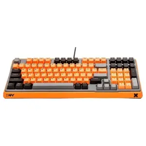 Rapoo ESK750 RGB Backlit Mechanical Gaming Keyboard, 98-Key Compact Layout, 60 Million Keystrokes Mechanical Switches, Full-Key Conflict-Free N-Key Rollover, Wired USB Plug-and-Play, Orange Grey Black, ESK750-98