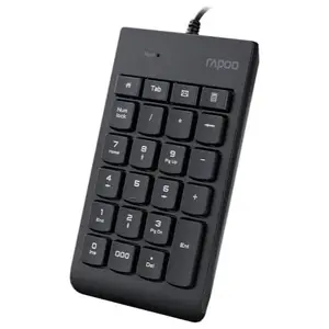 Rapoo K10 Numeric Keyboard, USB 3.0 Plug and Play, 23-Key Multimedia Keys, Non-Slip Silicone, Ergonomic Design, Laser Carved Keycap, Black