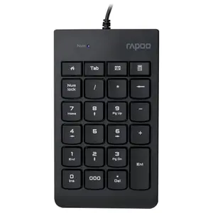 Rapoo K10 Numeric Keyboard, USB 3.0 Plug and Play, 23-Key Multimedia Keys, Non-Slip Silicone, Ergonomic Design, Laser Carved Keycap, Black