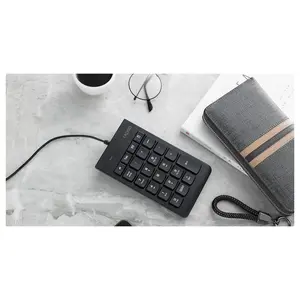 Rapoo K10 Numeric Keyboard, USB 3.0 Plug and Play, 23-Key Multimedia Keys, Non-Slip Silicone, Ergonomic Design, Laser Carved Keycap, Black