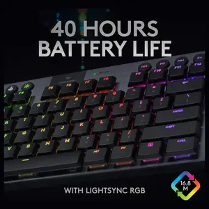 Logitech G915 TKL Tenkeyless Mechanical Gaming Keyboard, LIGHTSPEED Wireless and Bluetooth, LIGHTSYNC RGB 16.8M Colors, GL Tactile Low Profile Switch, Black 920-009495
