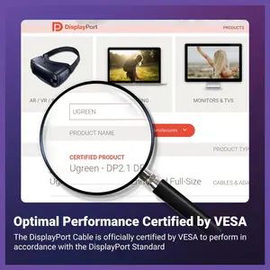 UGREEN 16K DisplayPort Cable 2.1, 3 Meter, VESA Certified 80Gbps, 16K@60Hz 8K@240Hz 4K@240Hz, FreeSync and G-Sync, HDR HDCP2.2, UHBR10, Model 25862