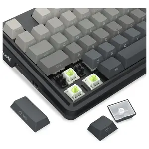 Redragon K743 Antonium Pro LCD 80% Gasket RGB Gaming Keyboard, 84 Keys Mechanical Keyboard, Tri-Mode Connectivity, 1.41" TFT Screen and Knob, Hot-Swap South-Facing RGB Socket, Gradient Black PBT Keycaps, K743SP-RGB-PRO