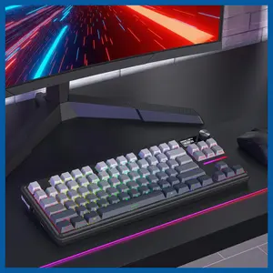 Redragon K743 Antonium Pro LCD 80% Gasket RGB Gaming Keyboard, 84 Keys Mechanical Keyboard, Tri-Mode Connectivity, 1.41" TFT Screen and Knob, Hot-Swap South-Facing RGB Socket, Gradient Black PBT Keycaps, K743SP-RGB-PRO