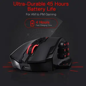 Redragon M913 Impact Elite Wireless Gaming Mouse, 16000 DPI, Wired or Wireless 2.4GHz and USB-C, RGB, 16 Programmable Buttons, Pixart 3335 Optical Sensor, 45Hr Battery