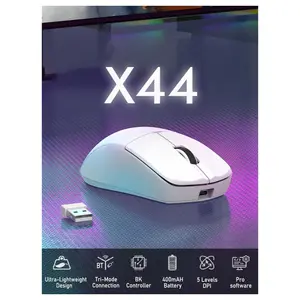 E-YOOSO X-44 Lightweight Gaming Mouse, Tri-Mode Wired USB-C 2.4GHz Bluetooth, 49G, 1K Polling, 26K DPI PAW3395 Sensor, 5 Programmable Buttons, Black