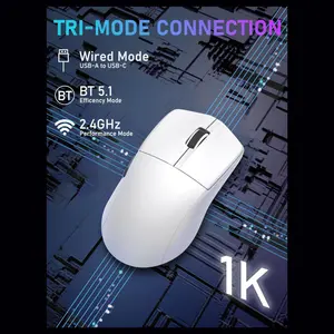 E-YOOSO X-44 Lightweight Gaming Mouse, Tri-Mode Wired USB-C 2.4GHz Bluetooth, 49G, 1K Polling, 26K DPI PAW3395 Sensor, 5 Programmable Buttons, Black