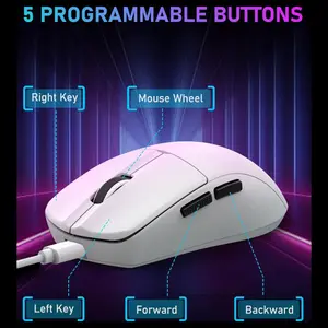 E-YOOSO X-44 Lightweight Gaming Mouse, Tri-Mode Wired USB-C 2.4GHz Bluetooth, 49G, 1K Polling, 26K DPI PAW3395 Sensor, 5 Programmable Buttons, Black