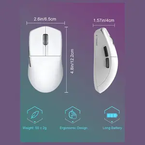 E-YOOSO X-44 Lightweight Gaming Mouse, Tri-Mode Wired USB-C 2.4GHz Bluetooth, 49G, 1K Polling, 26K DPI PAW3395 Sensor, 5 Programmable Buttons, Black