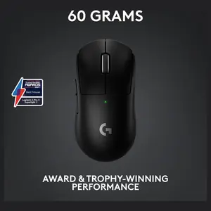 Logitech G PRO X Superlight 2 Lightspeed Wireless Gaming Mouse, Hero 2 Sensor, 32,000 DPI, 5 Programmable Buttons, USB-C Charging, Black, 910-006632