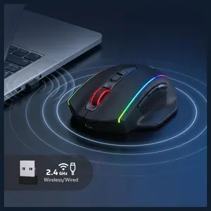 Redragon M686 Vampire Elite Wireless Gaming Mouse, 16000 DPI, Wired and Wireless Dual Mode, PAW3335 Optical Pixart Sensor, 1000Hz Polling Rate, 8 Programmable Keys, RGB Backlight