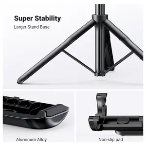 UGREEN Selfie Stick Tripod Stand with Bluetooth Remote, 12.5" to 63" Extendable, 360 Degree Rotating Clamp, Aluminum Alloy and ABS 15062