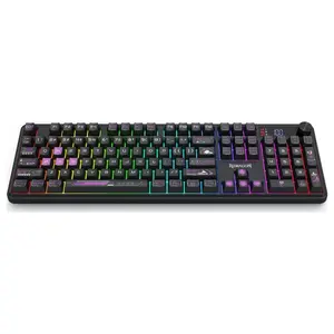 Redragon Volcano RM104 PRO Keyboard, 104-Key Full-Size Membrane, 2.4G Wireless Bluetooth and USB-C Wired, 26-Key Anti-Ghosting, RGB Backlight, K526BP-PRO Black