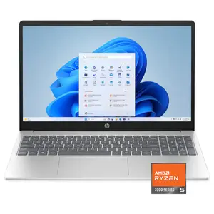 HP 15-FC0146DX Touchscreen Laptop, AMD Ryzen 5 7520U, AMD Radeon Graphics, 8GB LPDDR5 RAM, 512GB SSD, 15.6" FHD IPS Touch, Windows 11 Home, Natural Silver