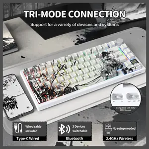 ATTACK SHARK X820Ultra Tri-mode Gasket Mechanical Keyboard, 75% ANSI Layout, Bluetooth 5.1 and 2.4G Wireless and Type-C Wired, TFT Smart Display and Knob, Hot-Swappable, QMK, RGB, Dark Warrior