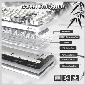 ATTACK SHARK X820Ultra Tri-mode Gasket Mechanical Keyboard, 75% ANSI Layout, Bluetooth 5.1 and 2.4G Wireless and Type-C Wired, TFT Smart Display and Knob, Hot-Swappable, QMK, RGB, Dark Warrior