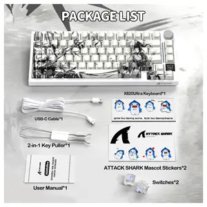 ATTACK SHARK X820Ultra Tri-mode Gasket Mechanical Keyboard, 75% ANSI Layout, Bluetooth 5.1 and 2.4G Wireless and Type-C Wired, TFT Smart Display and Knob, Hot-Swappable, QMK, RGB, Dark Warrior