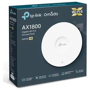 TP-Link EAP620 HD Omada WiFi 6 AX1800 Wireless Gigabit Access Point, OFDMA, Mesh, Seamless Roaming, MU-MIMO, Omada SDN, Cloud Access and Omada App, PoE+ Powered