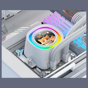 ID-Cooling FX240 LCD ARGB AIO 240mm Liquid CPU Cooler, 1.48" LCD Display, ARGB Lighting Ring, Silent-Oriented Fans, White