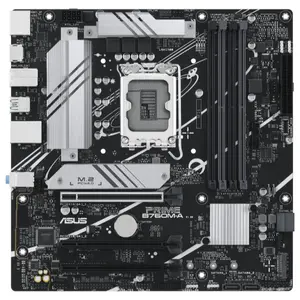 Asus Prime B760M-A DDR5 MicroATX Motherboard, Intel B760 LGA1700, DDR5 7200+(OC), PCIe 4.0, 2x M.2, Realtek 2.5Gb Ethernet, DisplayPort, Dual HDMI, SATA 6Gbps, USB 3.2 Gen 2, USB 3.2 Gen 1 Type-C, Aura Sync