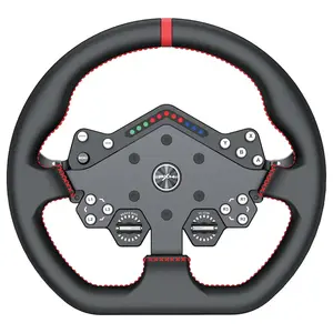 PXN W DS R2 13" Leather Racing Wheel Rim with D1 Quick Release, Hall Effect Magnetic Paddle Shifters, RGB Rev Indicator Lights, Black
