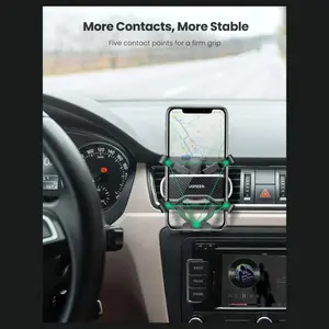UGREEN Gravity Drive Air Vent Car Mount Phone Holder, Automatic Gravity Locking, One-Handed Operation, Five-Point Support, Black 80871
